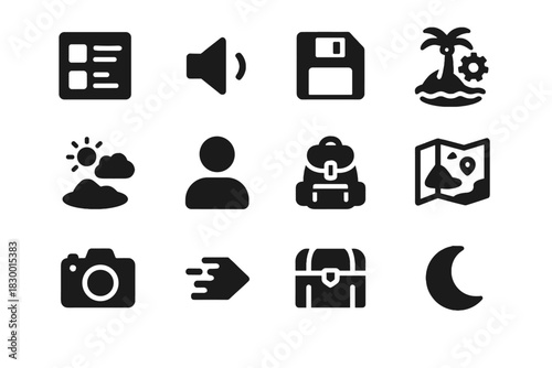 Island settings vector save night digital virtual toggle icon bag avatar menu