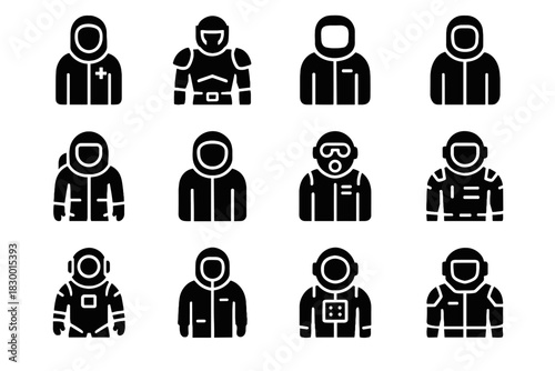 Civilian medical vector icons suit icon bio lab pilot technician hazmat