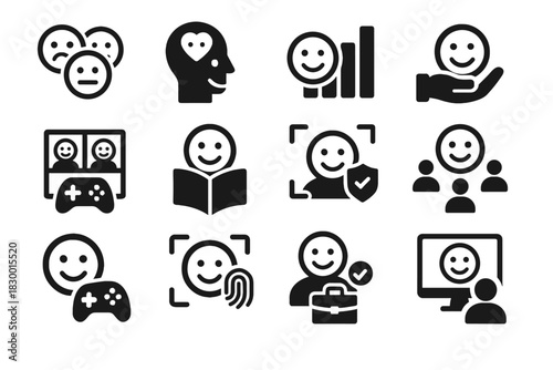 Vector education lens health mood engagement feedback emotion customer aid icon workplace