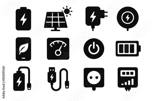 Source charging power saver icon pad energy vector icons battery panel socket
