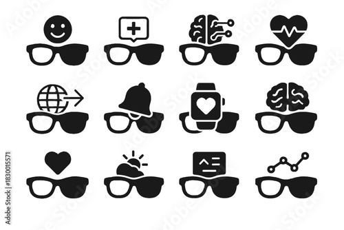 Vector icons biofeedback icon smart futuristic reality prediction notifications augmented emotion overlay