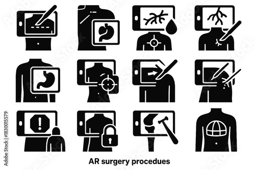 Icon virtual overlay ar surgery stop suture vector sterile tissue nerve localization