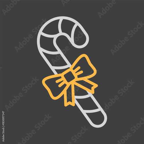 Christmas peppermint candy cane with stripes icon