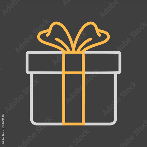 Christmas gift with ribbon and bow vector icon
