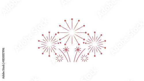 Abstract minimalist pink fireworks burst design on a clean white background for festive celebrations and events