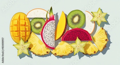 Stylized Sliced Tropical Fruits