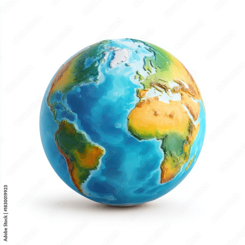 Fototapeta premium Realistic Earth globe with continents and oceans