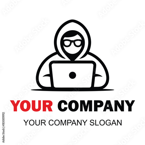 Anonymous hacker working on laptop, digital security concept