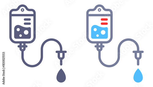 IV drip icon in medicine. Flat illustration