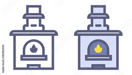 Black icon of a Russian stove. Flat illustration.