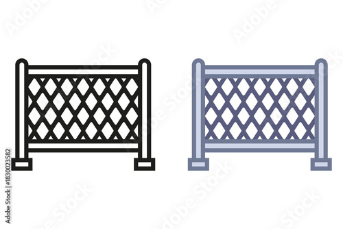 Metal grille fence black icon. Flat illustration