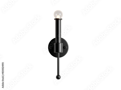 Wallpaper Mural PNG of Stylish black wall sconce with a glass bulb, perfect for modern interior decor. Torontodigital.ca