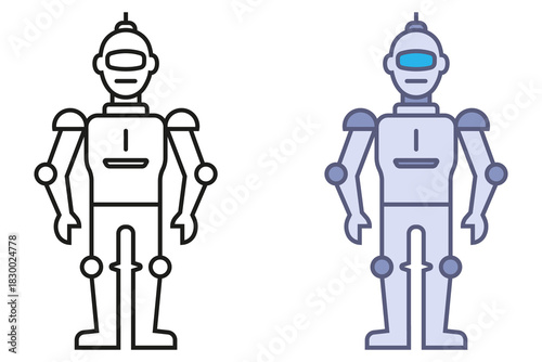 Humanoid robot icon. Flat illustration.