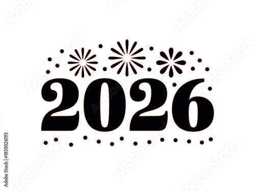 Celebrate the arrival of the new year with festive 2026 numbers and sparkling fireworks.