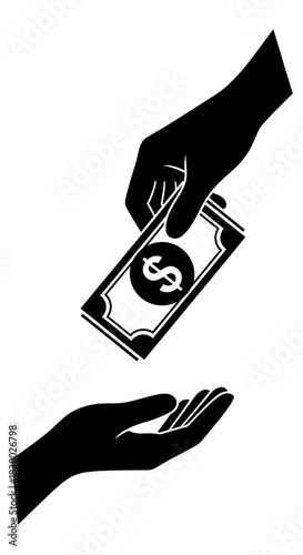 Hand Giving Money - Financial Transaction and Assistance Illustration.
