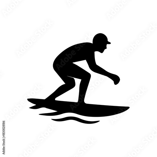 Surfing man icon, simple surf silhouette isolated illustration.