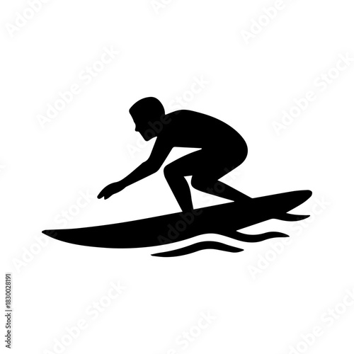 Surfing man icon, simple surf silhouette isolated illustration.