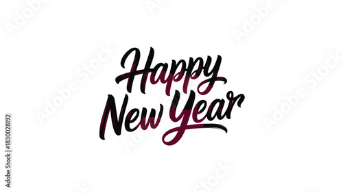 Elegant handwritten script typography celebrating happy new year with a festive and joyful message on a clean white background