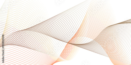 Dynamic minimal smoke sound line. Energy abstract smooth colorful gradient frequency isolated element creative blend. Science tech swirls with thin twisted connected vibration curve lines design.	