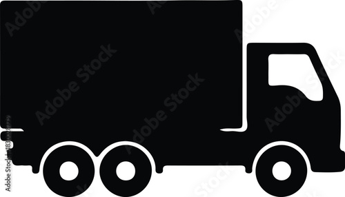 Illustration black and white delivery truck logistics silhouette vector