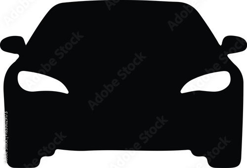 Illustration Car front view black auto automobile silhouette vector