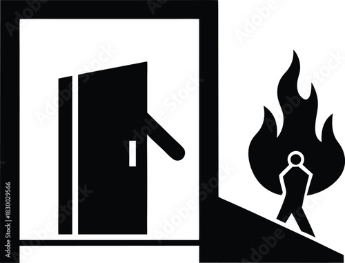 Fire exit silhouette vector art illustration