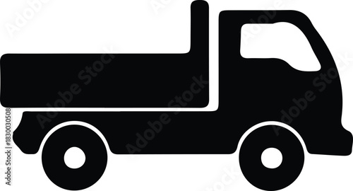Illustration of a basic truck shape in simple black silhouette vector