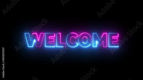 welcome neon animated text welcome sign advertising neon cafe karaoke live music 4k.