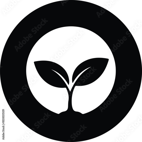 Illustration Sprout in circle eco friendly organic silhouette vector