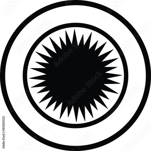 Illustration stylized eye iris pupil solar eclipse abstract silhouette vector