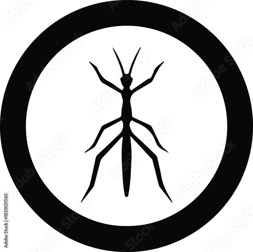 Illustration Stick insect icon glyph in circle silhouette vector