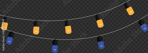 String light garland with orange and blue bulbs Vector
