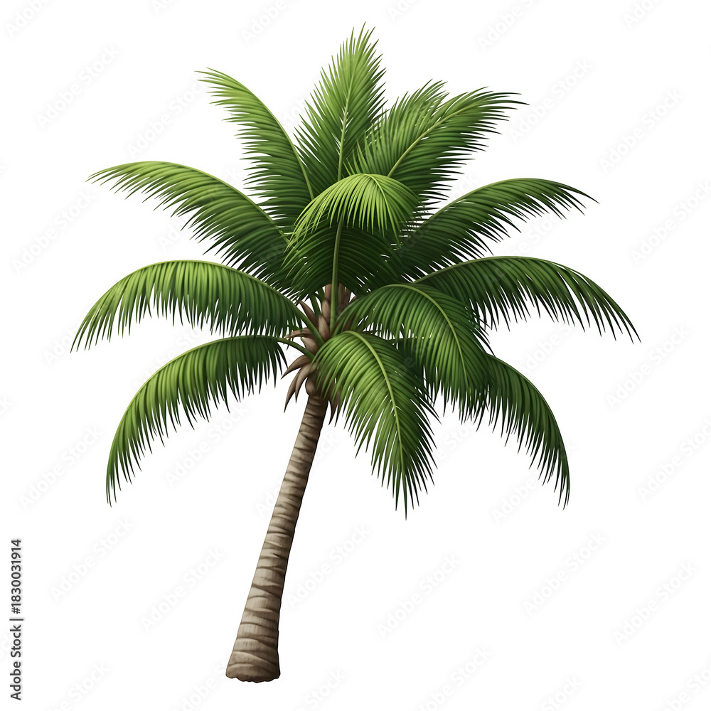Fototapeta premium Palm tree isolated on black background