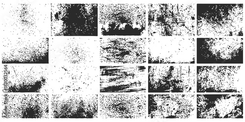 Collection of 16 monochrome grunge distressed texture overlays