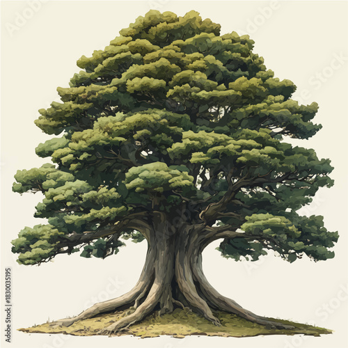 watercolor vector of A Bald Cypress Tree, isolated on a white background.