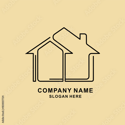 Real Estate Line Art Logo Design Minimalist Home Icon for Modern Businesses