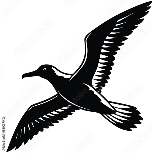 Albatross silhouette vector icon gliding with wide wingspan