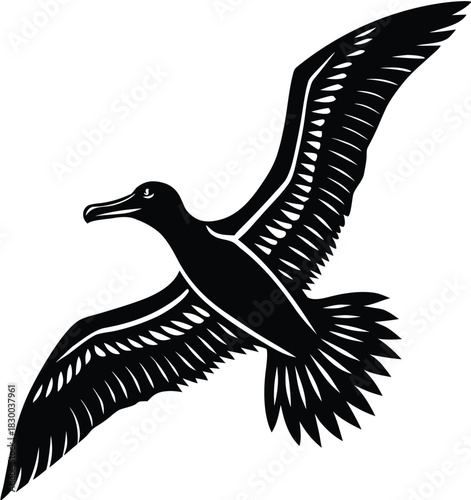 Albatross silhouette vector icon gliding with wide wingspan