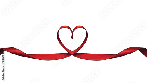 A heart shape is formed by a red ribbon against a white background, symbolizing love and connection.