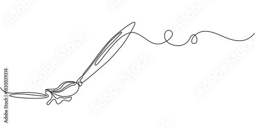 Paint brushes continuous one line drawing. white background vector, Continuous one line drawing vector illustration, brush and painting palette one line drawing. paint brush one continuous 