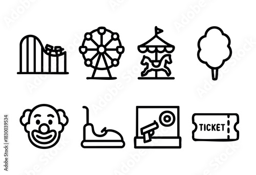 Stadium and sports event line icons — arena, scoreboard, and fan seating — stock vector.