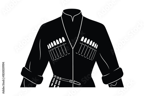 Traditional caucasian cherkesska coat with decorative elements