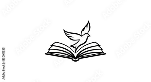 Dove Ascending from an Open Book - Symbol of Knowledge and Freedom.