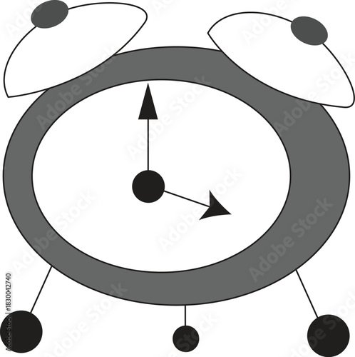 Monochrome Cartoon Alarm Clock