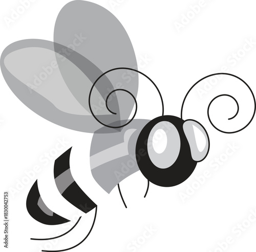Monochrome Cartoon Bee