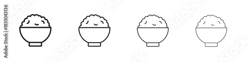 Bowl rice icon with Editable Strokes in thin to bold line styles