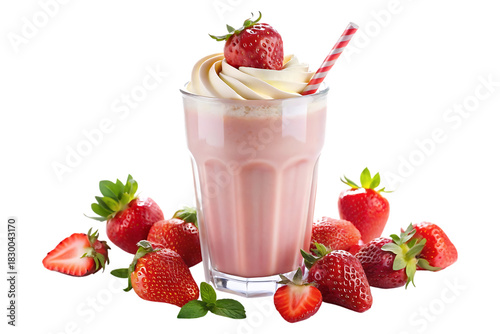 strawberry milk shake isolated on transparent background image