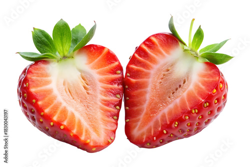 strawberry sliced in half isolated on transparent image