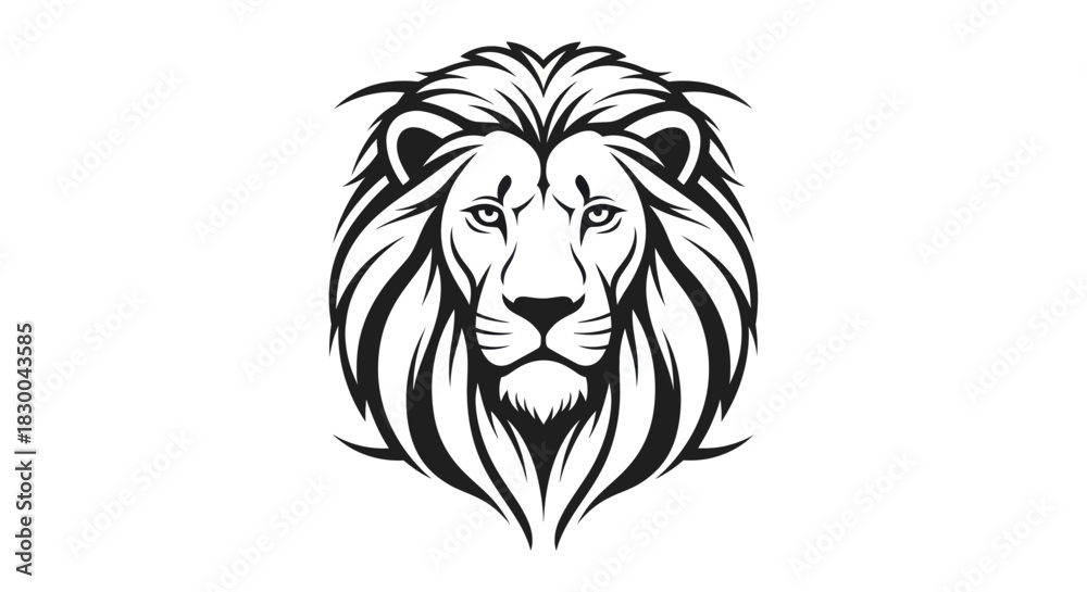 Fototapeta premium Majestic Lion Head Vector Illustration with Intricate Details.