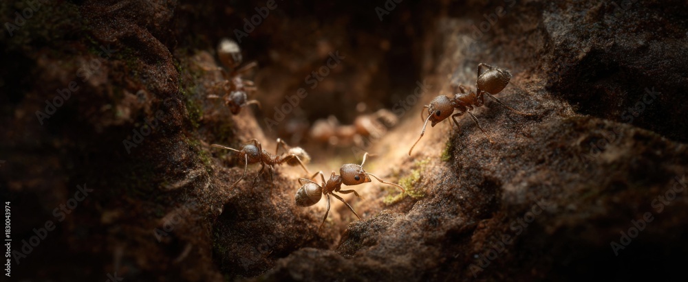 Fototapeta premium The ant colony teams up to create an intricate network of tunnels and passageways